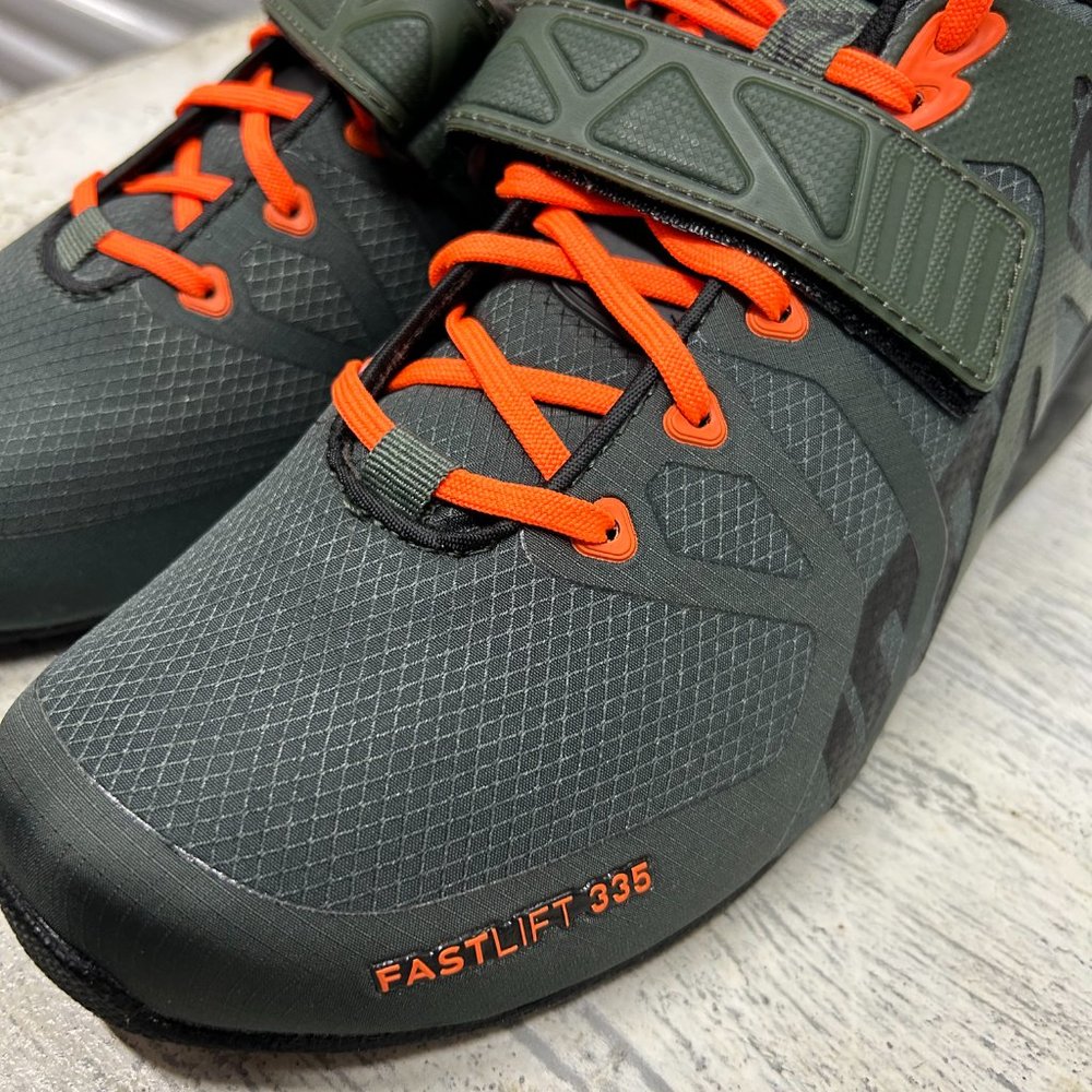 Inov-8 FASTLIFT 335 (Men): Elevate Performance in Thyme/Black/Orange - Picture 6 of 10